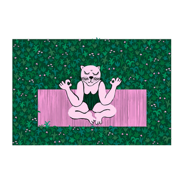 art print Kate the Cat who is practising yoga